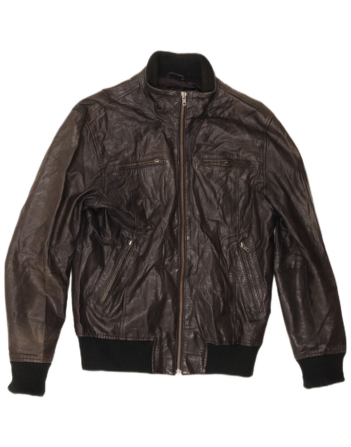 Jaqueta bomber masculina de couro Jack & Jones Reino Unido 38 médio preto