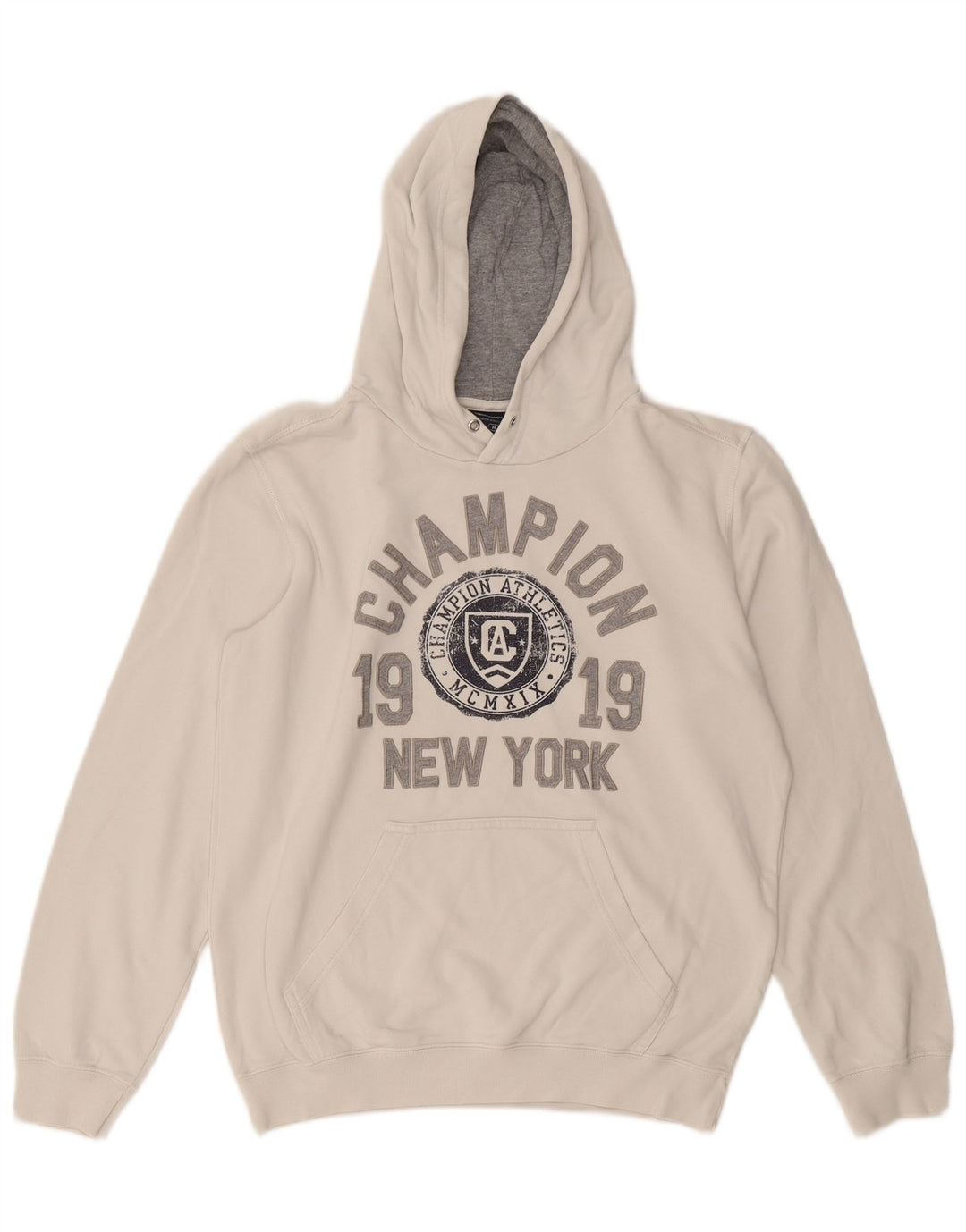 CHAMPION Suéter com capuz gráfico masculino médio branco
