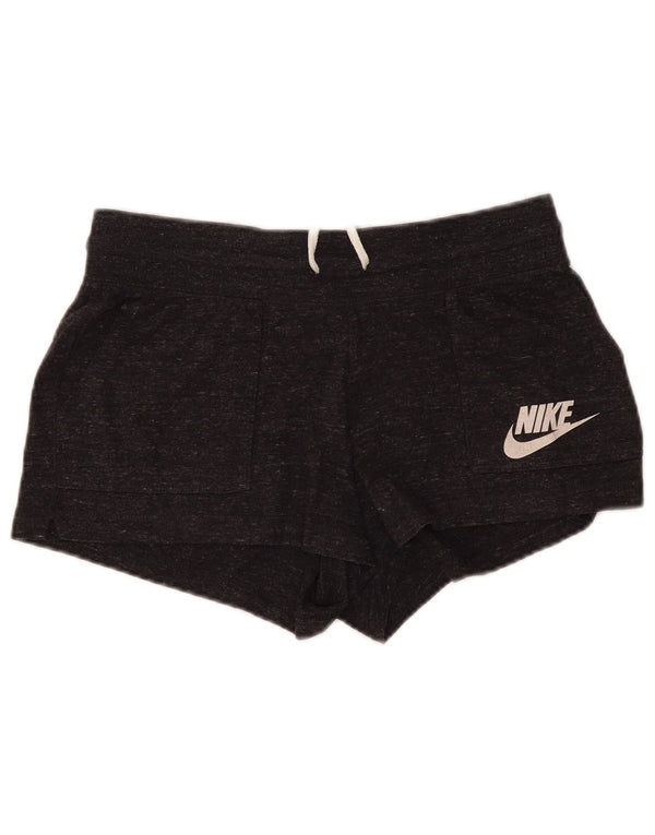 Shorts esportivos femininos Nike UK 14 algodão manchado cinza médio