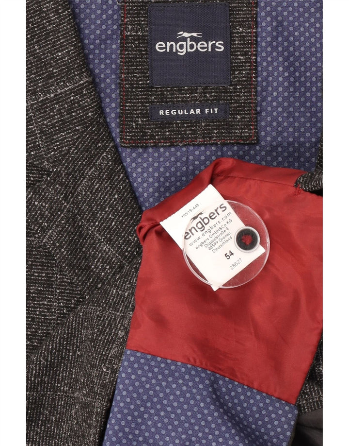 Colete masculino Engbers Regular Fit IT 54 XL poliéster xadrez cinza