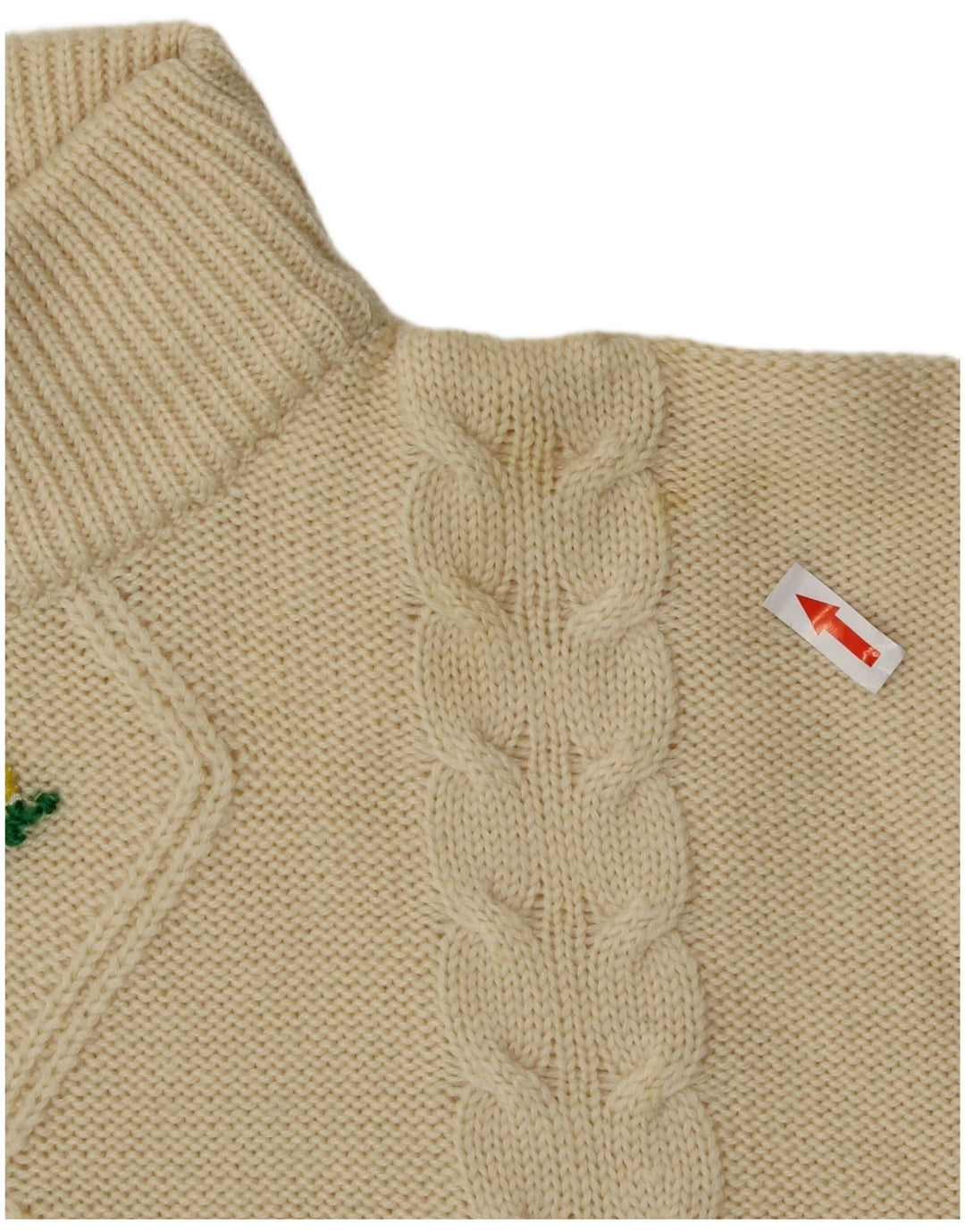 Suéter feminino vintage com gola tartaruga Reino Unido 14 floral amarelo médio