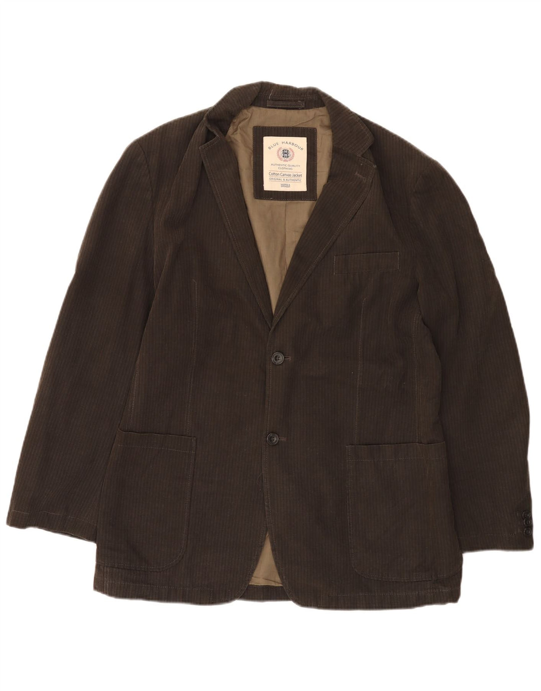 Jaqueta blazer masculina de 2 botões Marks & Spencer Reino Unido 38 risca de giz marrom médio