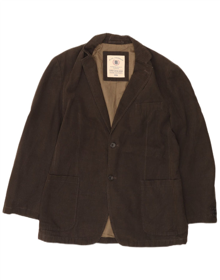 Jaqueta blazer masculina de 2 botões Marks & Spencer Reino Unido 38 risca de giz marrom médio