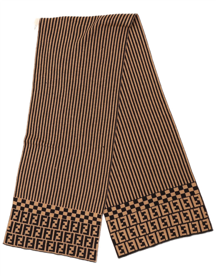 Fendi xale feminino IT 42 designer de lã merino listrado bege médio