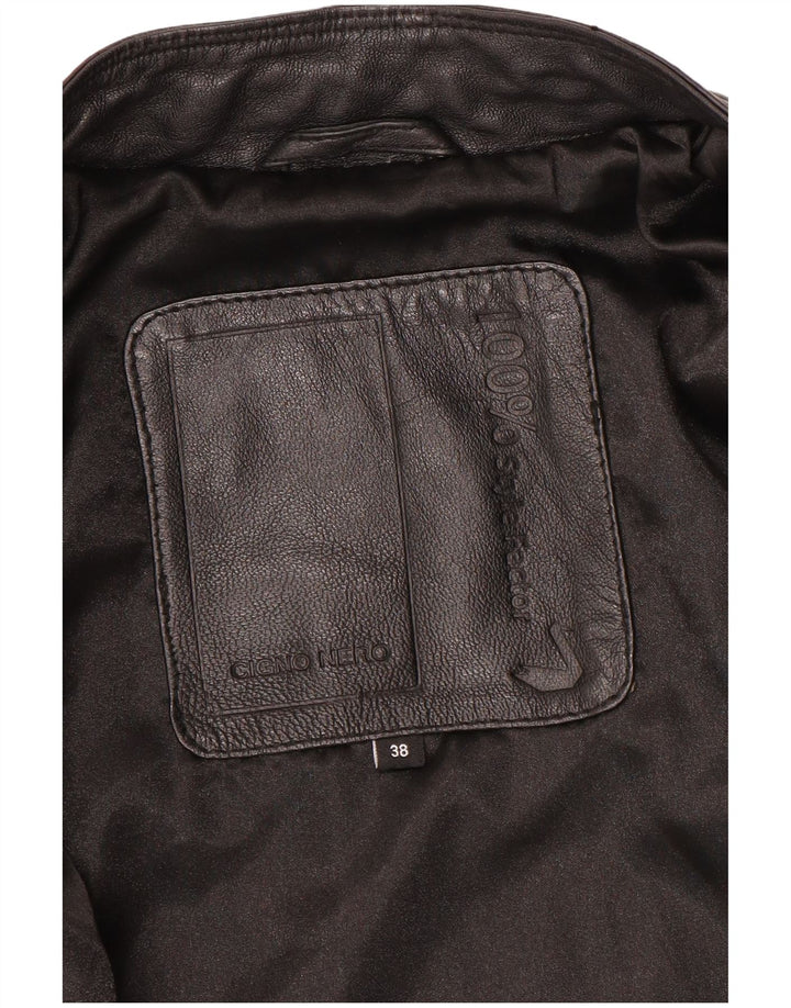 Cigno Nero Jaqueta feminina de couro cropped IT 38 XS couro preto