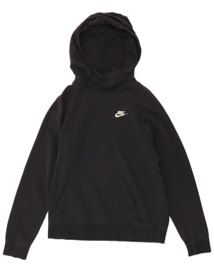NIKE Womens Hoodie Jumper UK 14 Médio Algodão Preto
