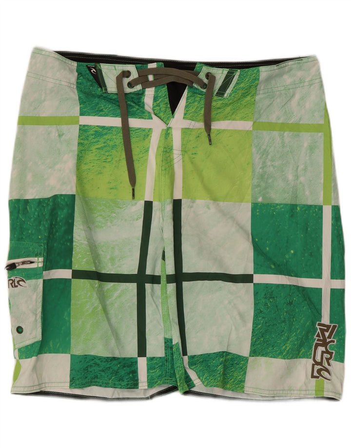 Rip Curl Shorts de natação masculino gráfico grande poliéster xadrez verde