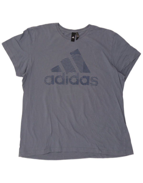 Adidas Camiseta Feminina Graphic Top UK 20 2XL Azul Algodão
