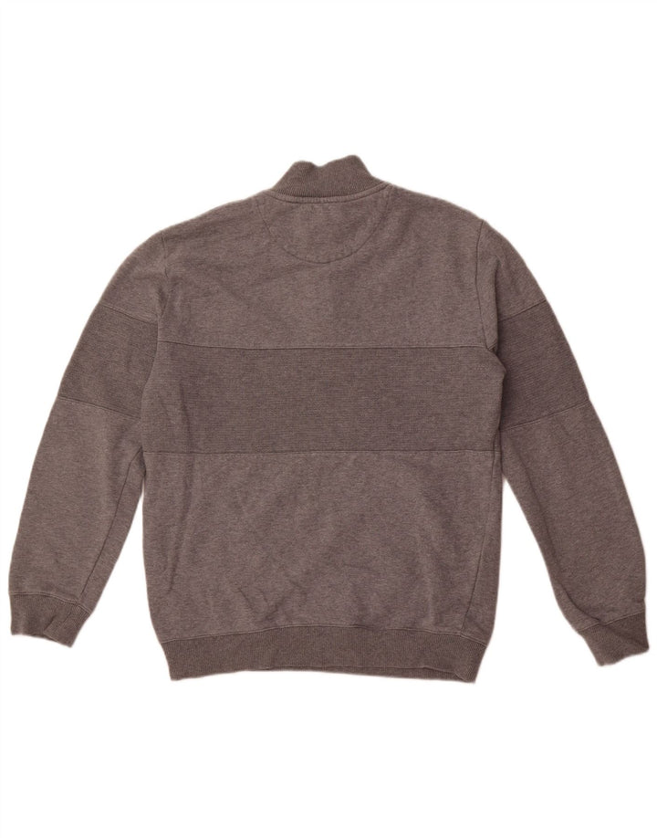 Moletom masculino Lyle & Scott com zíper e gola em algodão colorblock cinza médio