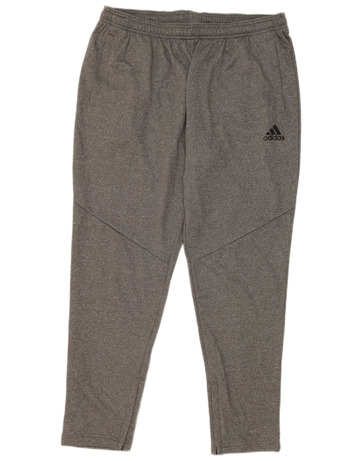 Calça de treino masculina Adidas XL cinza manchada de poliéster