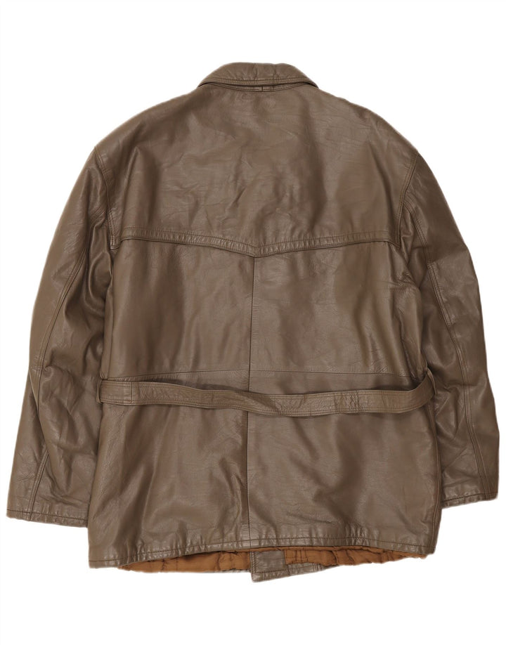 Jaqueta de couro masculina vintage IT 54 2XL marrom