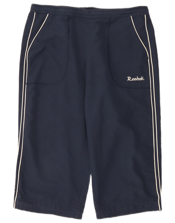 Bermuda esportiva feminina Reebok UK 14 grande azul marinho poliéster
