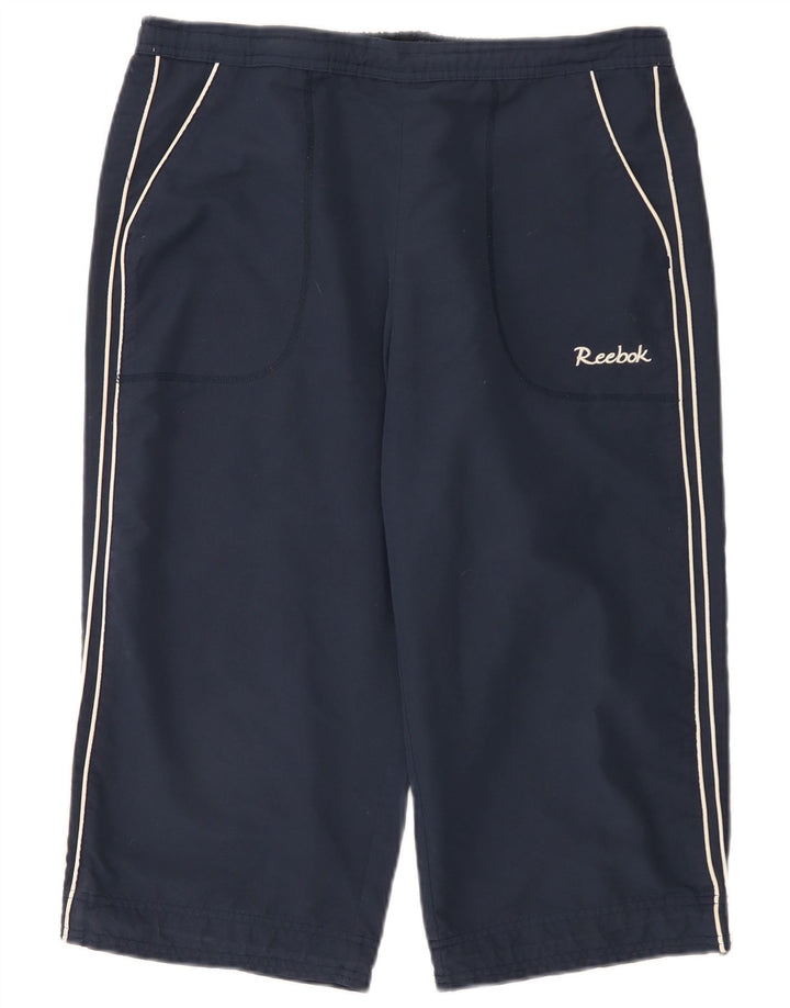 Bermuda esportiva feminina Reebok UK 14 grande azul marinho poliéster