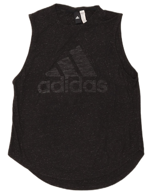 Adidas Womens Graphic Vest Top UK 12/14 Médio Preto Flecked