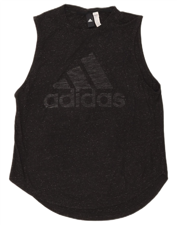 Adidas Womens Graphic Vest Top UK 12/14 Médio Preto Flecked