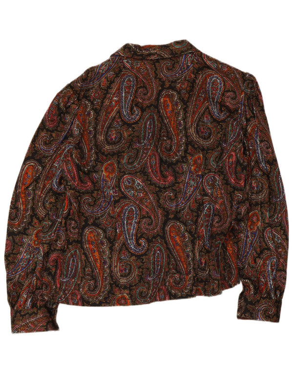 Blusa feminina vintage cropped UK 8 pequena paisley multicolorida
