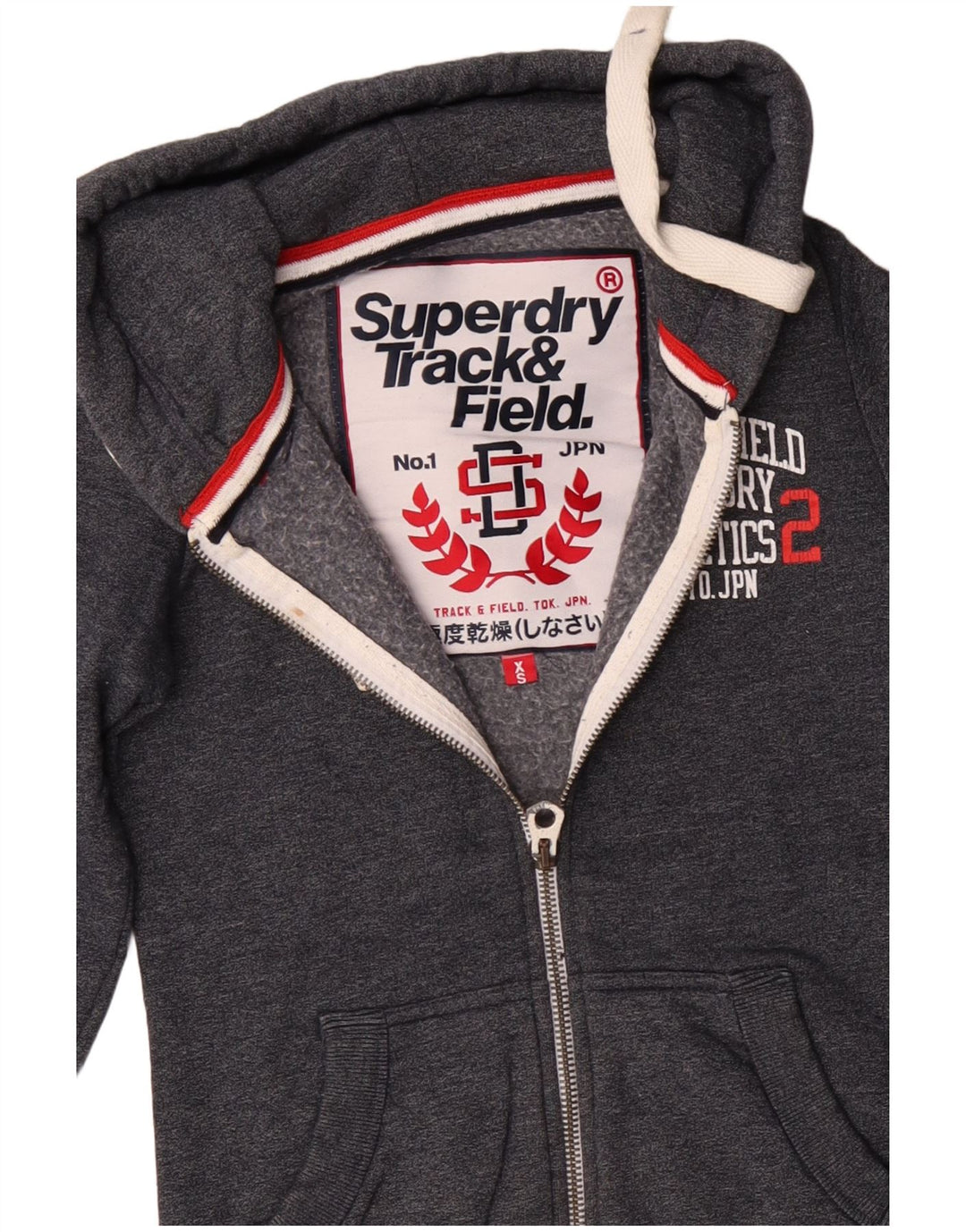 Suéter masculino SUPERDRY com capuz e zíper gráfico para atletismo XS algodão cinza