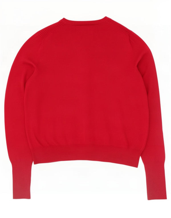 Suéter cardigã feminino Marks & Spencer UK 14 grande viscose vermelha