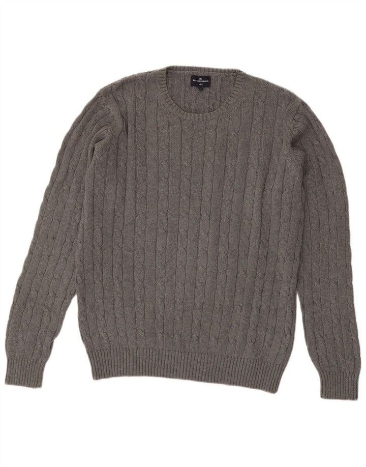 Suéter masculino Marks & Spencer Blue Harbor com gola redonda grande cinza