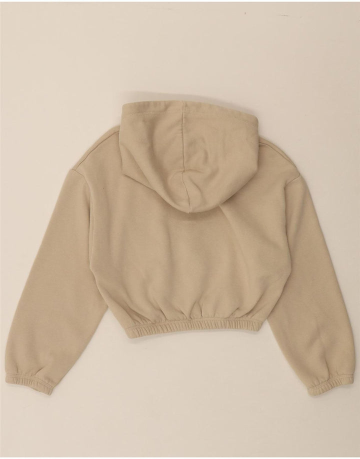 ZARA Womens Crop Oversized Hoodie Jumper UK 10 Small Beige Cotton Vintage Zara and Second-Hand Zara from Messina Hembry 