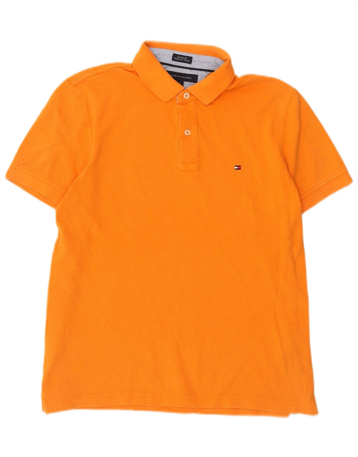 Camisa polo masculina Tommy Hilfiger Custom Fit médio algodão laranja