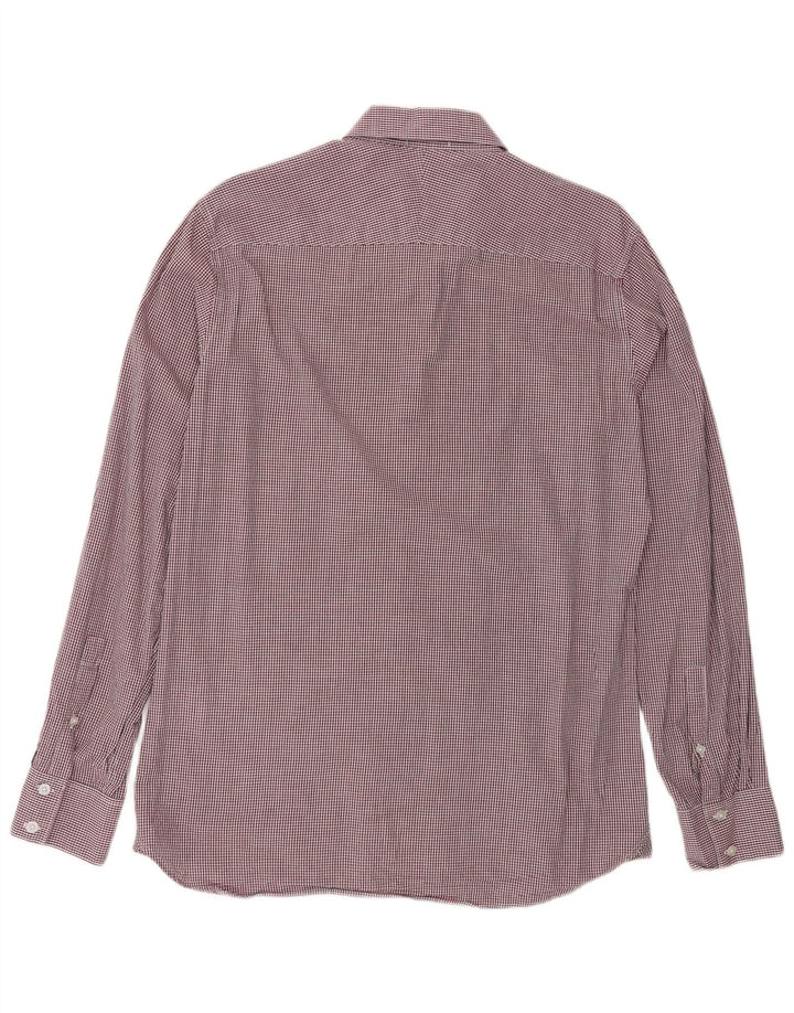 Camisa masculina Dkny média algodão guingão cor de vinho