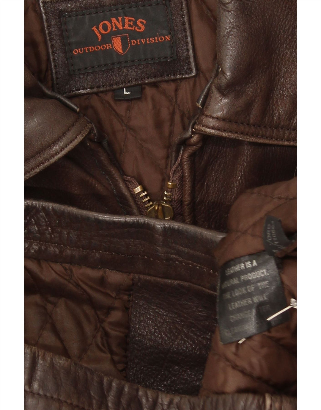 Jaqueta de couro masculina Jones UK 40 grande couro marrom