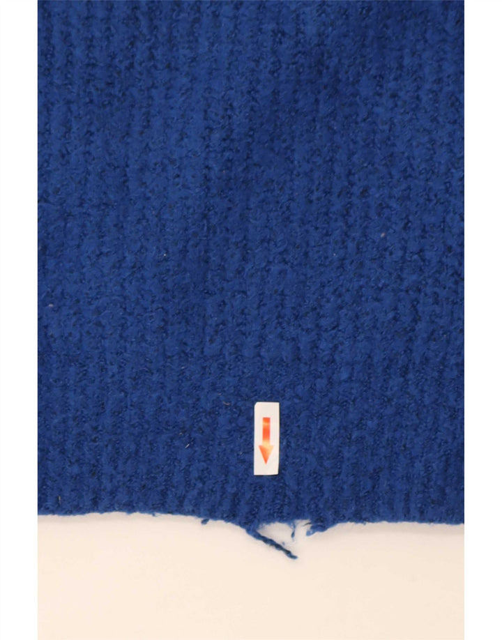 Zara Suéter feminino oversized com gola redonda Reino Unido 10 pequeno azul acrílico