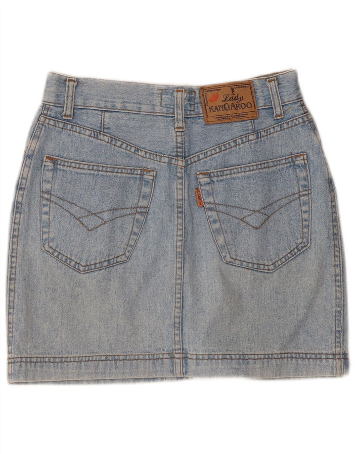 Saia jeans feminina canguru W28 algodão azul médio