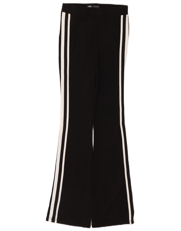 Calça de treino feminina Zara Flare médio preto poliamida