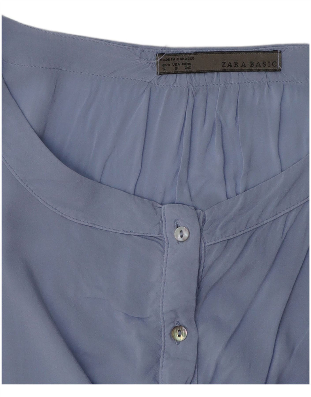 Zara blusa feminina oversized top UK 10 pequeno azul