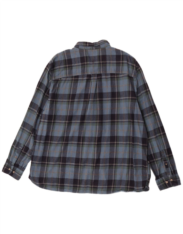 Camisa masculina de flanela de ajuste regular Fat Face 4XL algodão xadrez azul marinho