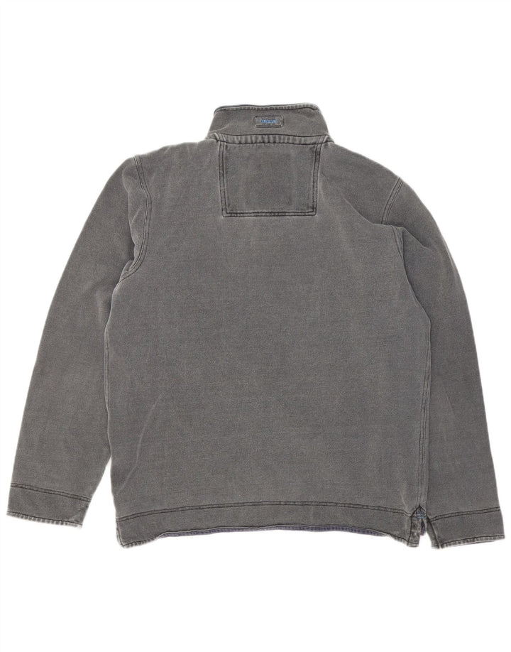 Crew Clothing Mens Zip Neck Moletom Jumper Médio Algodão Cinza