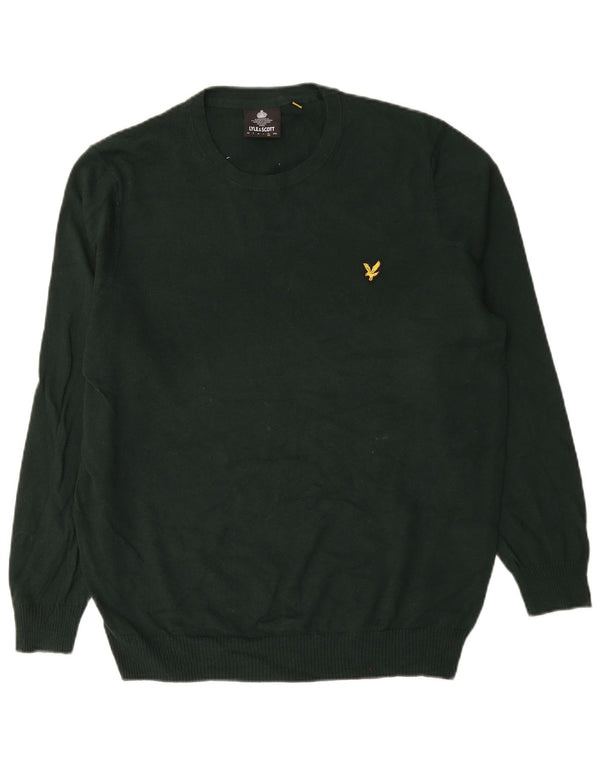 Lyle & Scott Suéter masculino com gola redonda XL algodão verde
