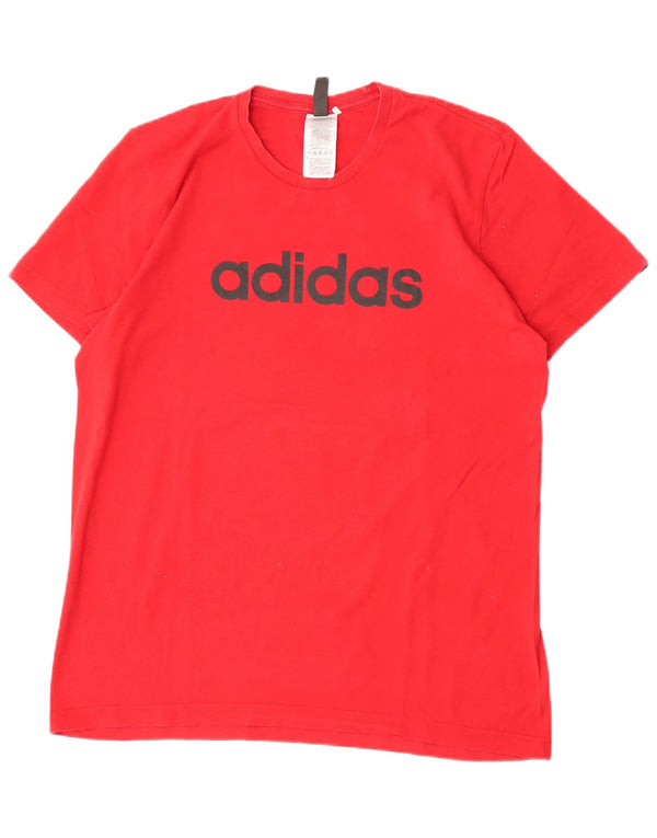 Adidas Mens Graphic T-Shirt Top Médio Algodão Vermelho