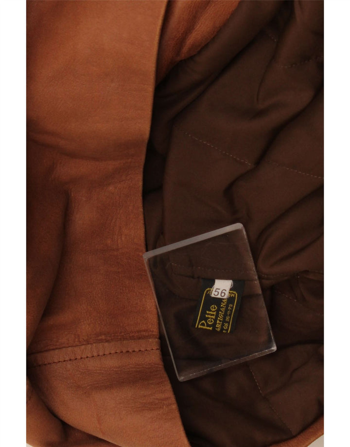 Casaco de couro masculino vintage IT 56 3XL couro marrom