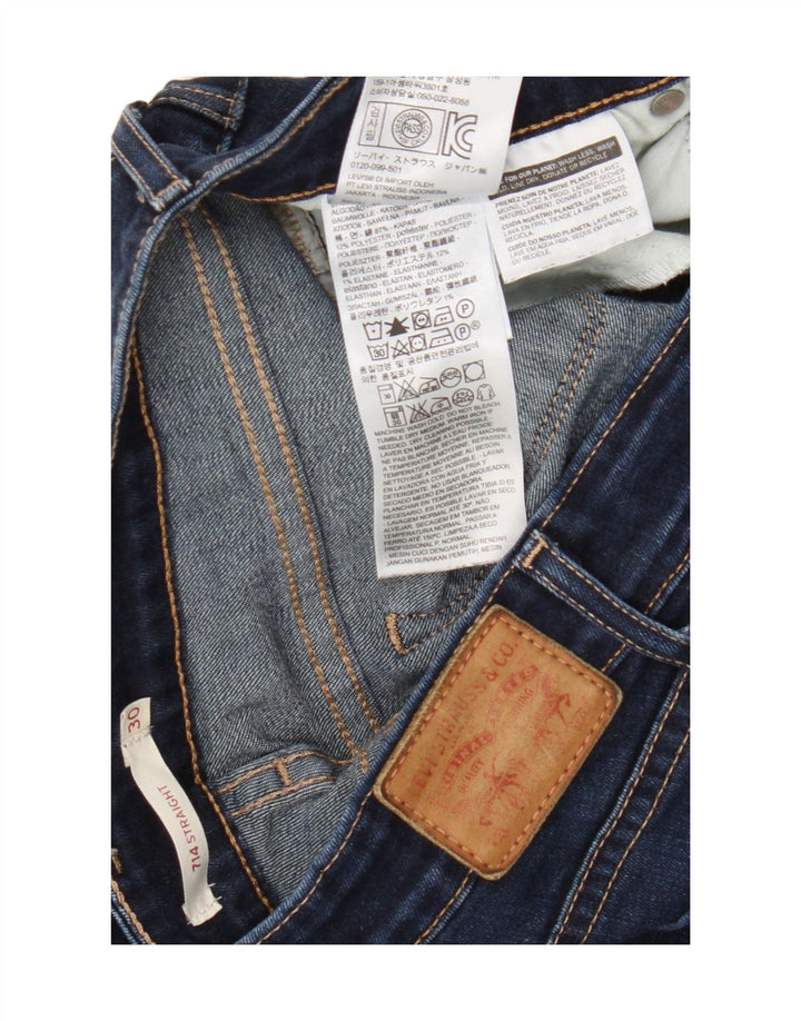 Calça jeans feminina Levi's 714 Straight W30 L32 azul marinho algodão