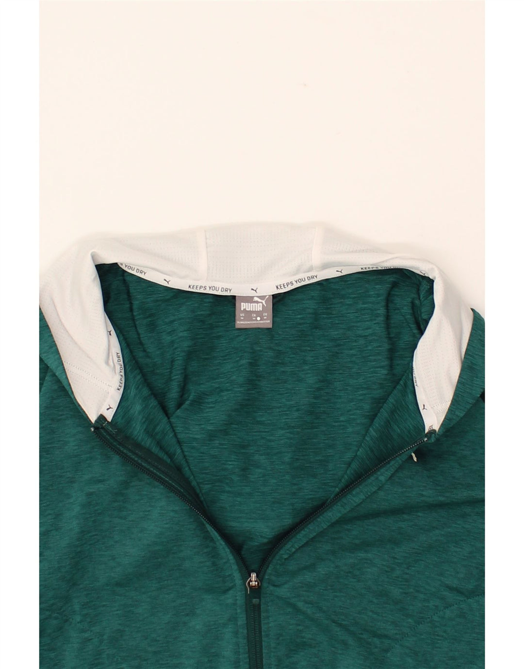 PUMA Womens Crop Zip Hoodie Sweater UK 14 Medium Green Flecked Vintage Puma and Second-Hand Puma from Messina Hembry 