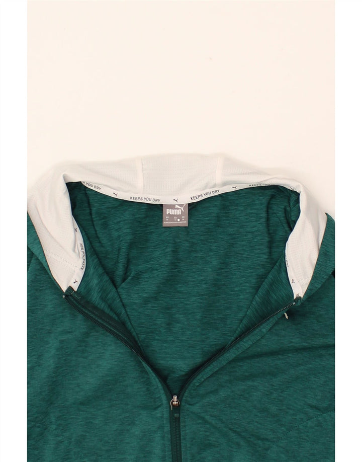 PUMA Womens Crop Zip Hoodie Sweater UK 14 Medium Green Flecked Vintage Puma and Second-Hand Puma from Messina Hembry 