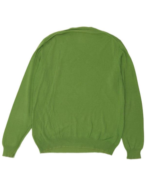 Suéter masculino Kappa com decote em V grande algodão verde
