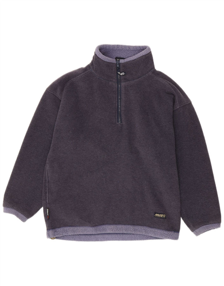 Musto Suéter masculino de lã com zíper e gola média azul marinho poliéster colorblock