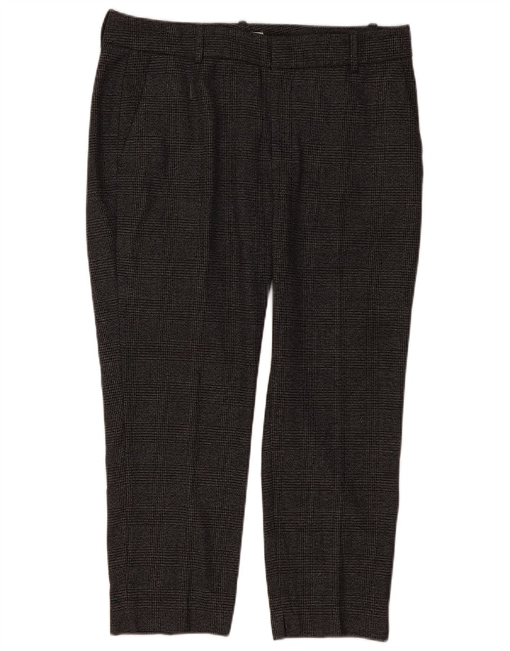 ZARA Womens Slim Cropped Trousers EU 42 Large W32 L25 Grey Houndstooth