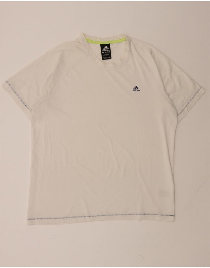 ADIDAS Mens T-Shirt Top XL Off White Cotton Vintage Adidas and Second-Hand Adidas from Messina Hembry 
