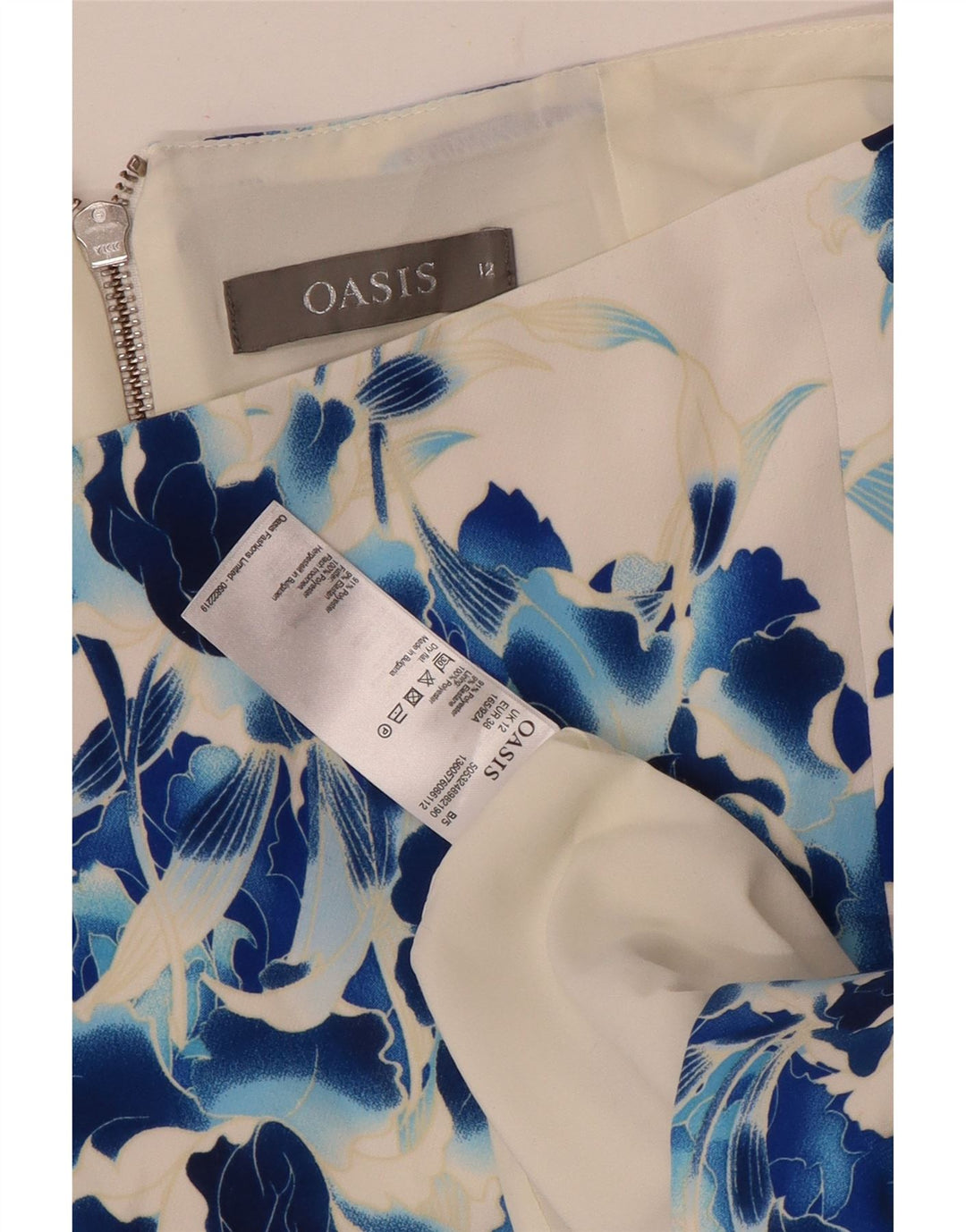 Saia lápis feminina Oasis UK 12 médio W32 poliéster floral branco