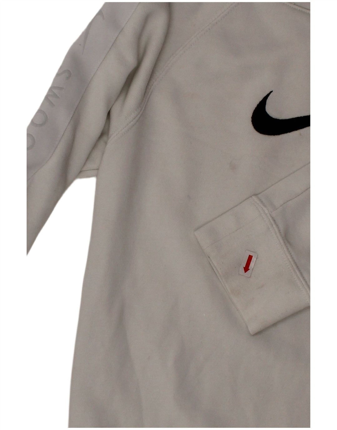 NIKE Boys Swoosh Standard Fit moletom jumper 8-9 anos pequeno branco