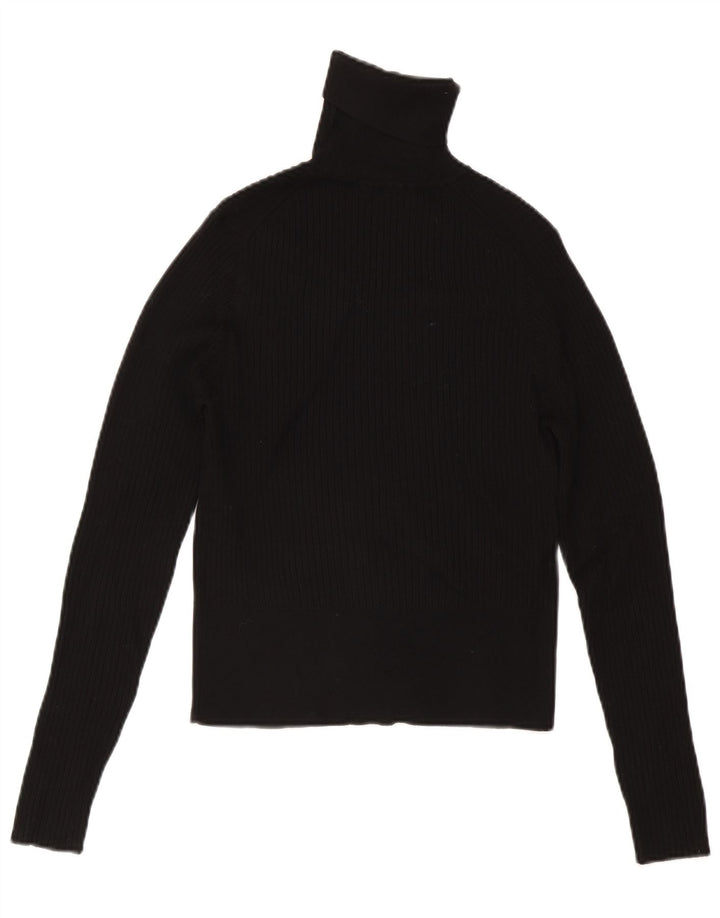 Zara Suéter feminino cropped com gola redonda Reino Unido 14 grande preto