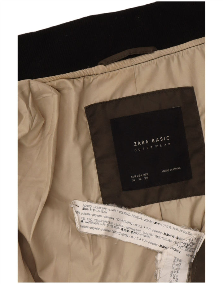 Zara Mens Bomber Jacket UK 42 XL Khaki Colourblock Poliéster
