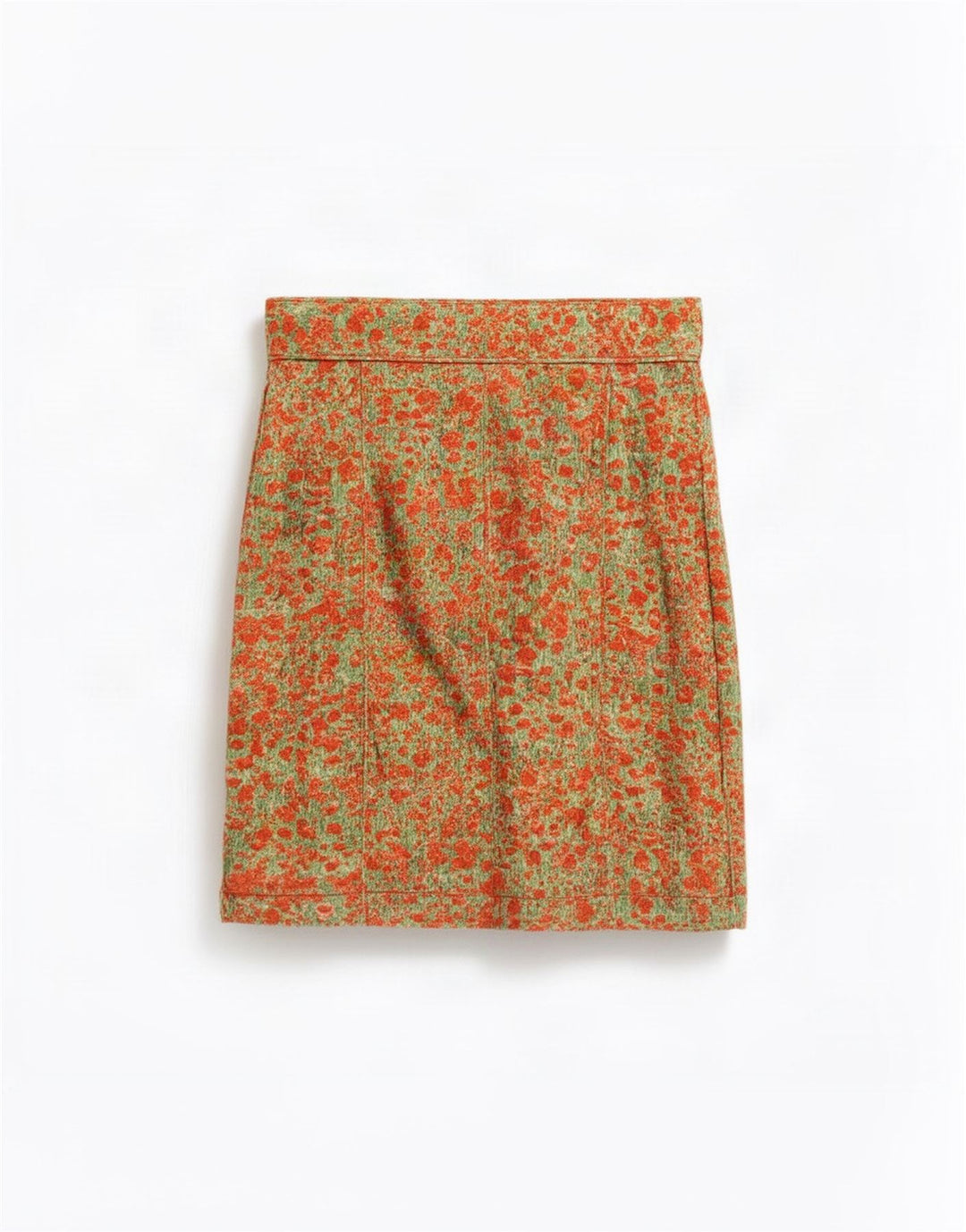 Saia feminina Paul Smith com padrão abstrato evasê médio W30 algodão laranja