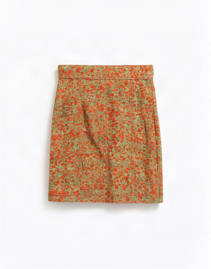 Saia feminina Paul Smith com padrão abstrato evasê médio W30 algodão laranja