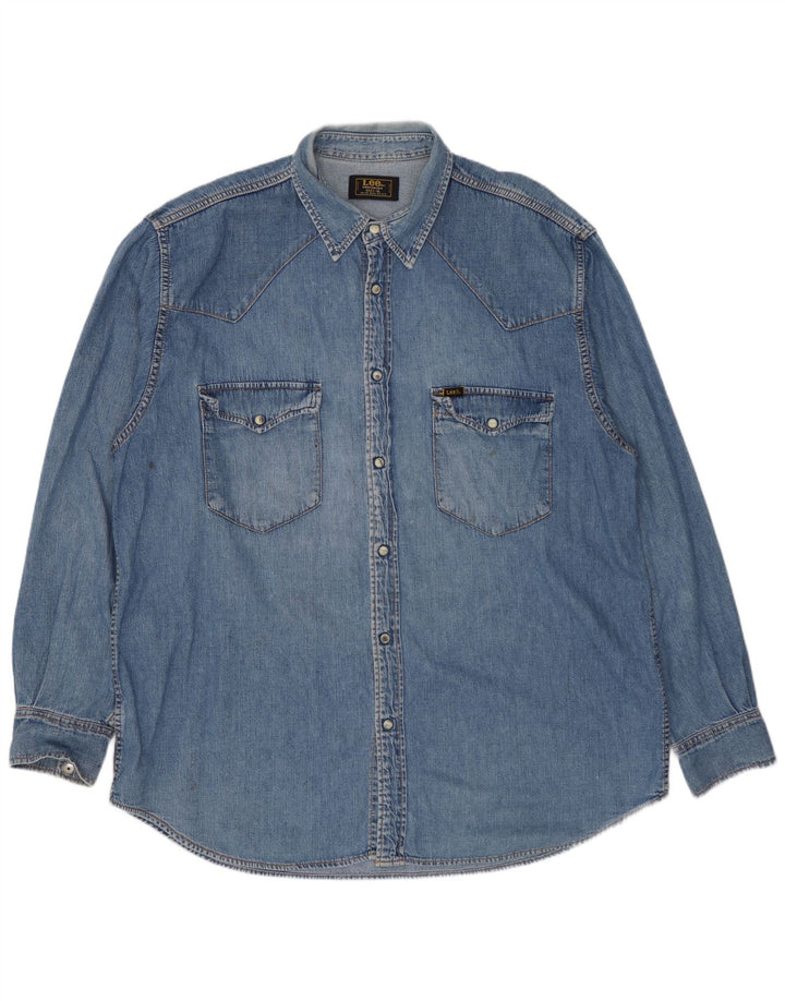 Camisa jeans masculina Lee XL algodão azul